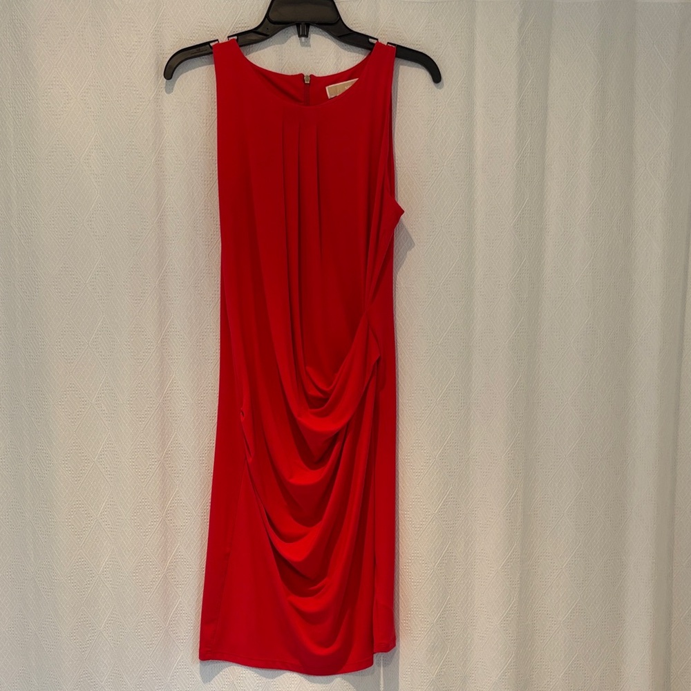 Michael Kors Red Sleeveless Draped Jersey Dress